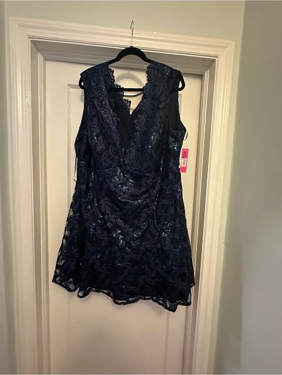 Dresses & Skirts - Navy Lace V-Neck Sleeveless Dress